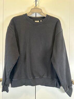 Aritzia TNA Sweatfleece Perfect Crew in Black Size L